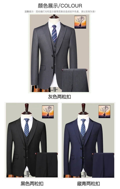Men's 3-Piece Suit – Slim Fit Blazer Vest Pants Set for Business, Wedding & Casual Wear