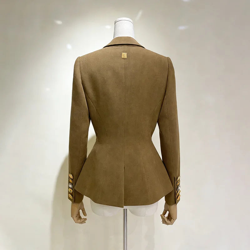 Women Blazer Notched Collar Single Breasted Elegant Fashion Waist Cinching Slim Fit High-End Jacket New Spring 2026 HK19392