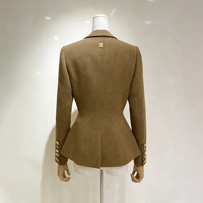 Women Blazer Notched Collar Single Breasted Elegant Fashion Waist Cinching Slim Fit High-End Jacket New Spring 2026 HK19392
