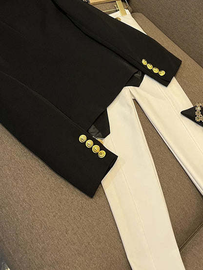 Business Commute Style Women's Long Sleeve Double-Breasted Suit Slim Fit Waist-Cinching Outerwear Fashion D9986