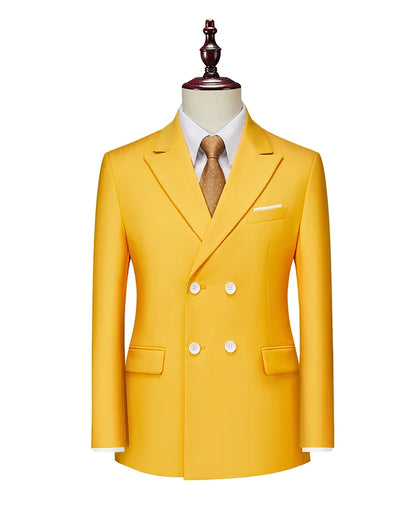 Male Blazer Men's Fashion Business Handsome British Style Casual Slim Solid Color Wedding Work Four Season Style Blazers M-6XL