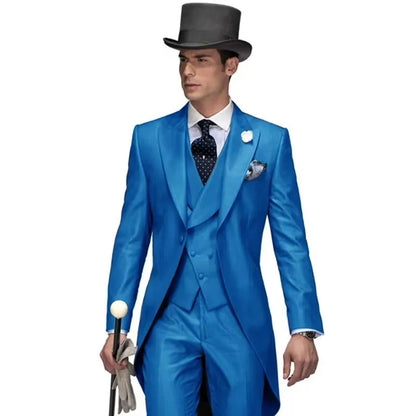 Costume de mariage pour homme 3 pièces violet, queue de pie, costume formel avec veste, pantalon, gilet - Ensemble de vêtements masculins tendance pour bal de promo