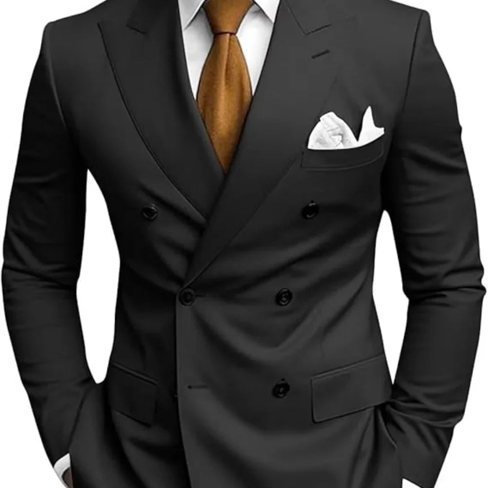 Wedding 2-Pieces Slim Fit Formal Business Notch Lapel Blazer Tuxedo Groomsmen Set with Jacket Pant Men's Suit