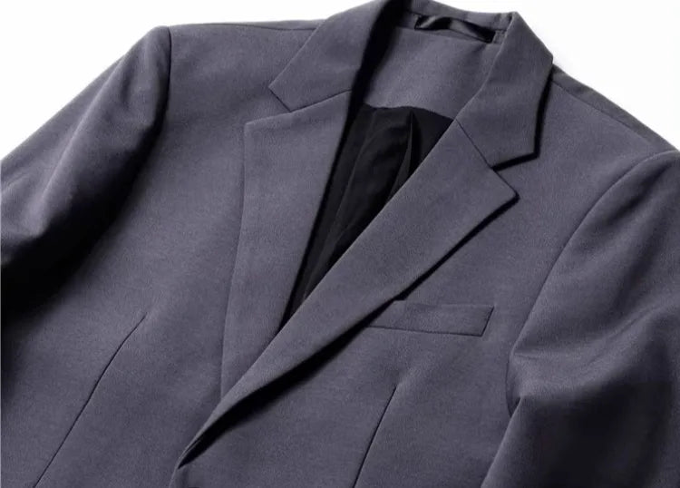 Men's Loose HK Style Plaid Blazer Wrinkle-Free Spring Autumn Casual Jacket