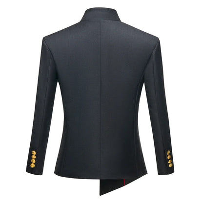 Boys Slim Fit Two-Piece Formal Suit with Gold Buttons – Kids Wedding & Party Tuxedo Set