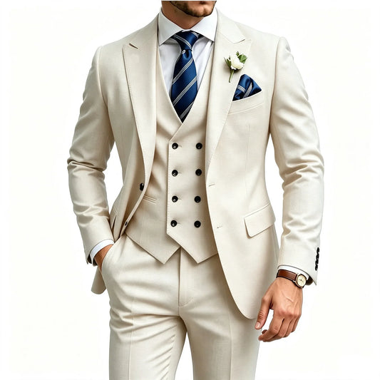 Costume 3 pièces ajusté pour homme, veste, gilet et pantalon de smoking pour mariage, bal de promo ou dîner d'affaires