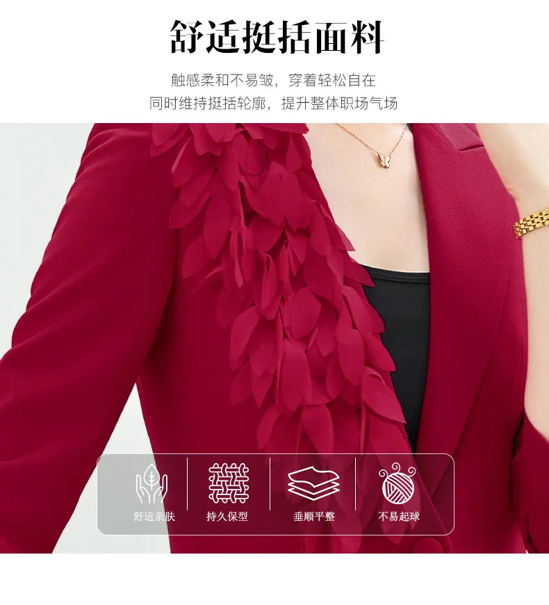 Spring Fashion Office Ladies Blazer and Pants Suit Formal Solid Color Women Jacket Trouser Women Business Work Wear 2 Piece Set