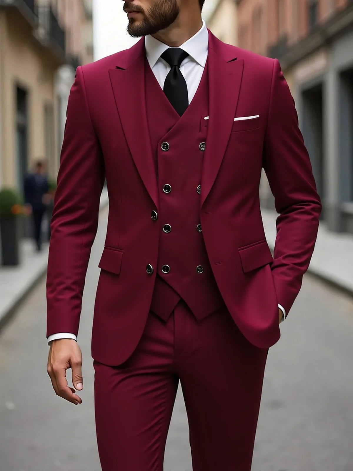 Costumes de Mariage Classiques Tuxedos Slim Fit Marié Pour Homme 3 Pièces Costume de Garçon d'Honneur Homme Formel Costume d'Affaires Homme (Veste+Gilet+Pantalon)