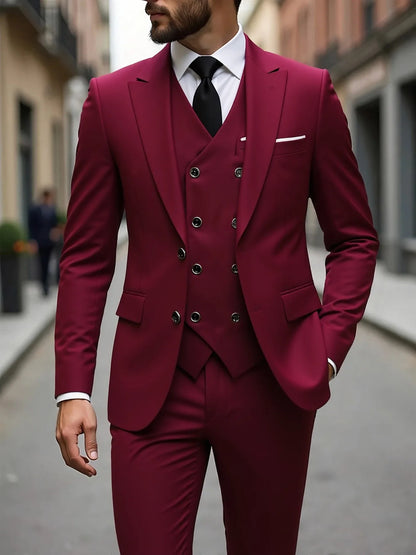 Costumes de Mariage Classiques Tuxedos Slim Fit Marié Pour Homme 3 Pièces Costume de Garçon d'Honneur Homme Formel Costume d'Affaires Homme (Veste+Gilet+Pantalon)