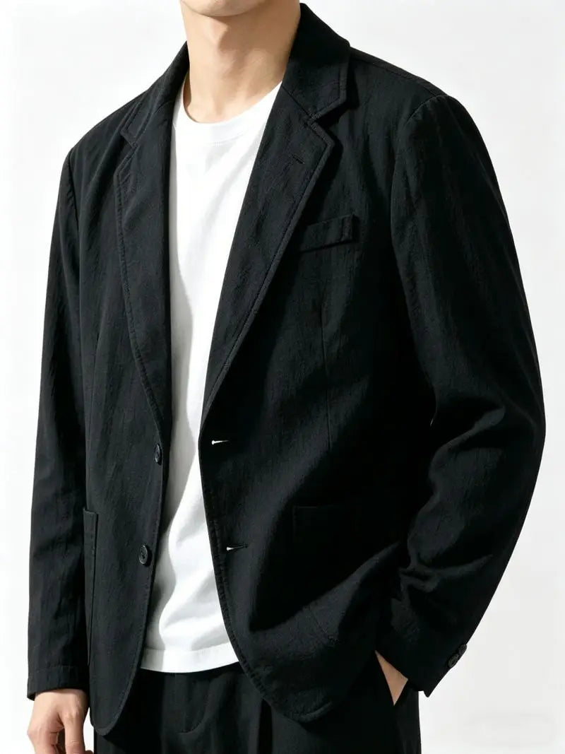 Pure Cotton Blazer Outdoor Men's Traveling Breathable, Non-stretch, Moisture-wicking, Sweat-absorbing, Fitted and Casual Blazer
