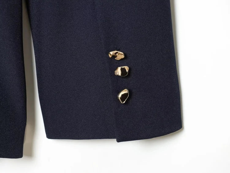 Women Asymmetric Buckle Blazer Elegant Wrap Suit Jacket Slim Waist Tailored Office Lady Workwear Fashion Blazer Coat