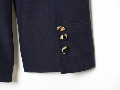 Women Asymmetric Buckle Blazer Elegant Wrap Suit Jacket Slim Waist Tailored Office Lady Workwear Fashion Blazer Coat