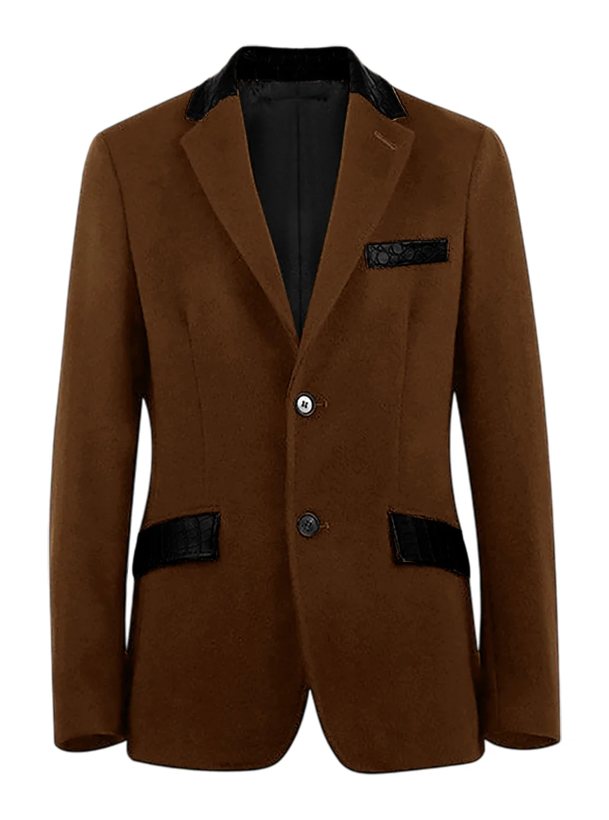 Men's Wool Blend Blazer Black Croc Print Lapel Collar Slim Fit Formal Business Casual Suit Jacket Autumn Winter Sport Coat