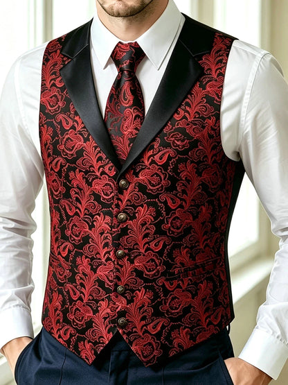Men's Jacquard Floral Vest & Bowtie Set for Wedding & Formal Events – Yellow