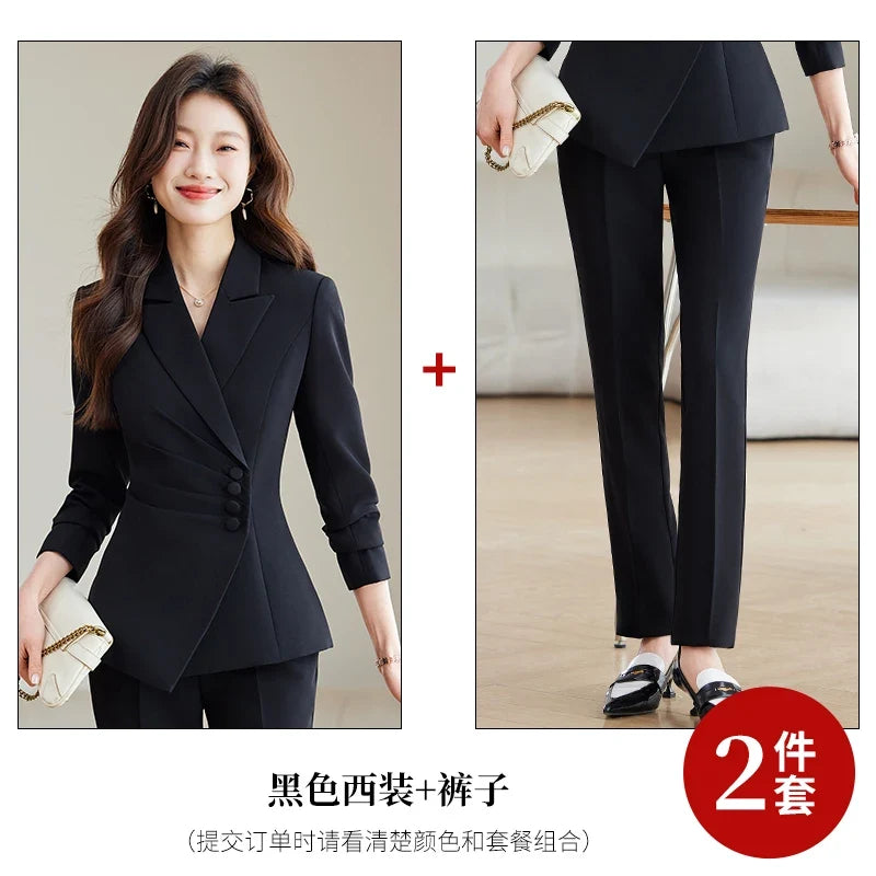 Fashionable Business Women's Clothing, Boutique Long-Sleeved Two-Piece Pants + Blazer, New Style in 2025