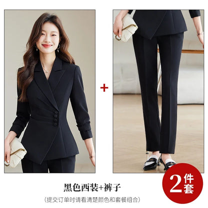 Fashionable Business Women's Clothing, Boutique Long-Sleeved Two-Piece Pants + Blazer, New Style in 2025