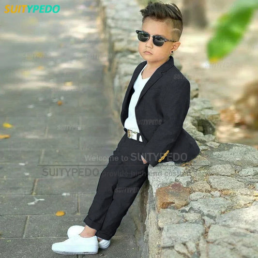 Formal Boy's Suit Sets Homecoming  New Solid Kids Slim Fit Blazer Pants 2 Pieces School Activities Fashion Children Costumes