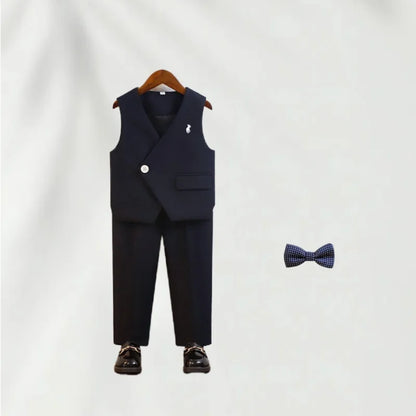 Boys Spring Autumn Double-breasted Suit Set Boys Elegant Wedding Suits Children Piano Host Speech Chorus Performance Costume