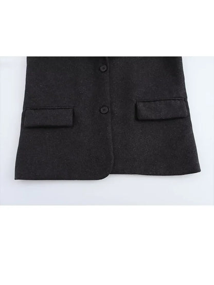 Women's Fashion Versatile Lapel Single Breasted Blazer With Shoulder Pads Female High Street Casual Long Sleeve Jacket Mujer