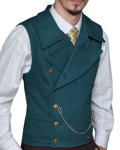 Men's Double Breasted Waistcoat – Solid Color Formal Vest for Weddings & Events