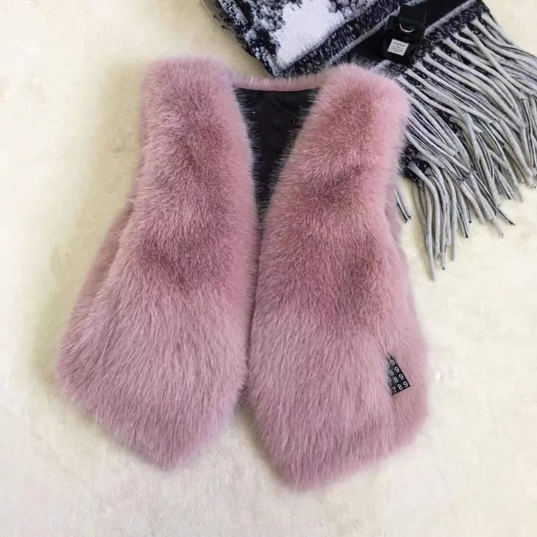Women Fur Vest New Autumn Winter Female Waistcoat Korean Warm White Black Pink Faux Fur Jacket Fashion Tank Top Sleeveless Coats
