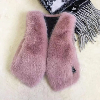 Women Fur Vest New Autumn Winter Female Waistcoat Korean Warm White Black Pink Faux Fur Jacket Fashion Tank Top Sleeveless Coats
