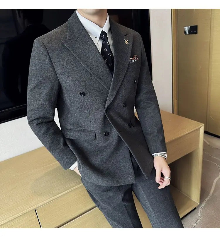 Men's Tuxedo Suit 3 Piece Set Slim Fit Bead Decoration One Button for Wedding Groom & Dinner