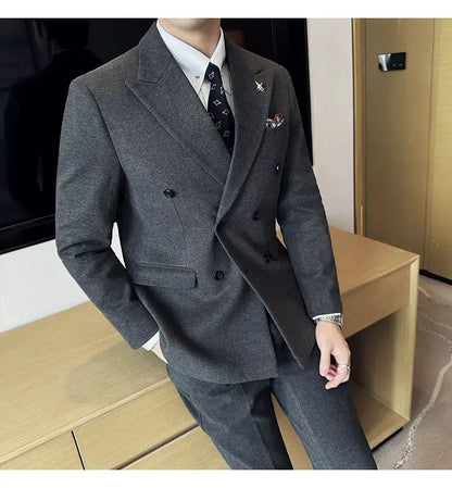 Men's Tuxedo Suit 3 Piece Set Slim Fit Bead Decoration One Button for Wedding Groom & Dinner