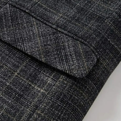 KIDWHXR Men Suit Coat Slim Plaid Turn Down Collar Male Blazer British Style Single-breasted Business Casual Man Outerwear