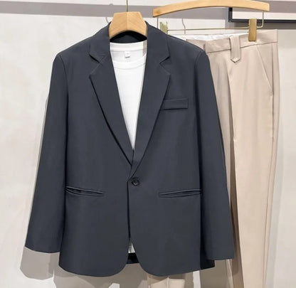 Men 2026 Korean Style Loose Blazer Spring Autumn Versatile Casual Suit Jacket Trendy Handsome Outerwear