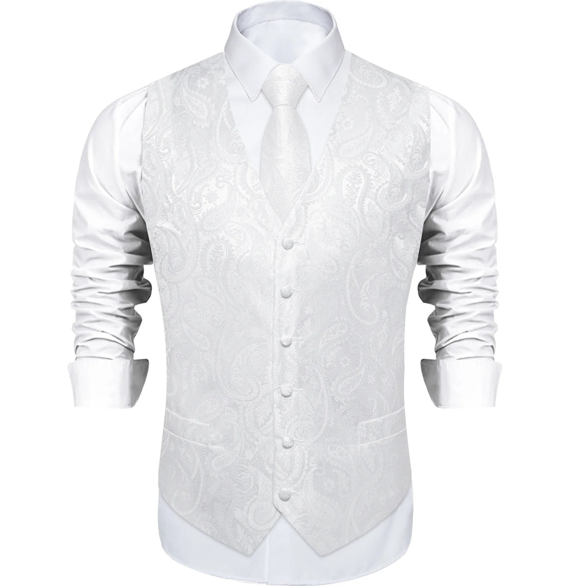 Men's Paisley Waistcoat Set – Single Breasted Formal Vest with Necktie and Pocket Square for Weddings and Business Events