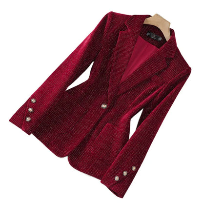 Spring Autumn New Suit Coat Women Fashion Slim Gold velvet Long-sleeved Suit Jacket Female Commuting Business Casual Blazer coat