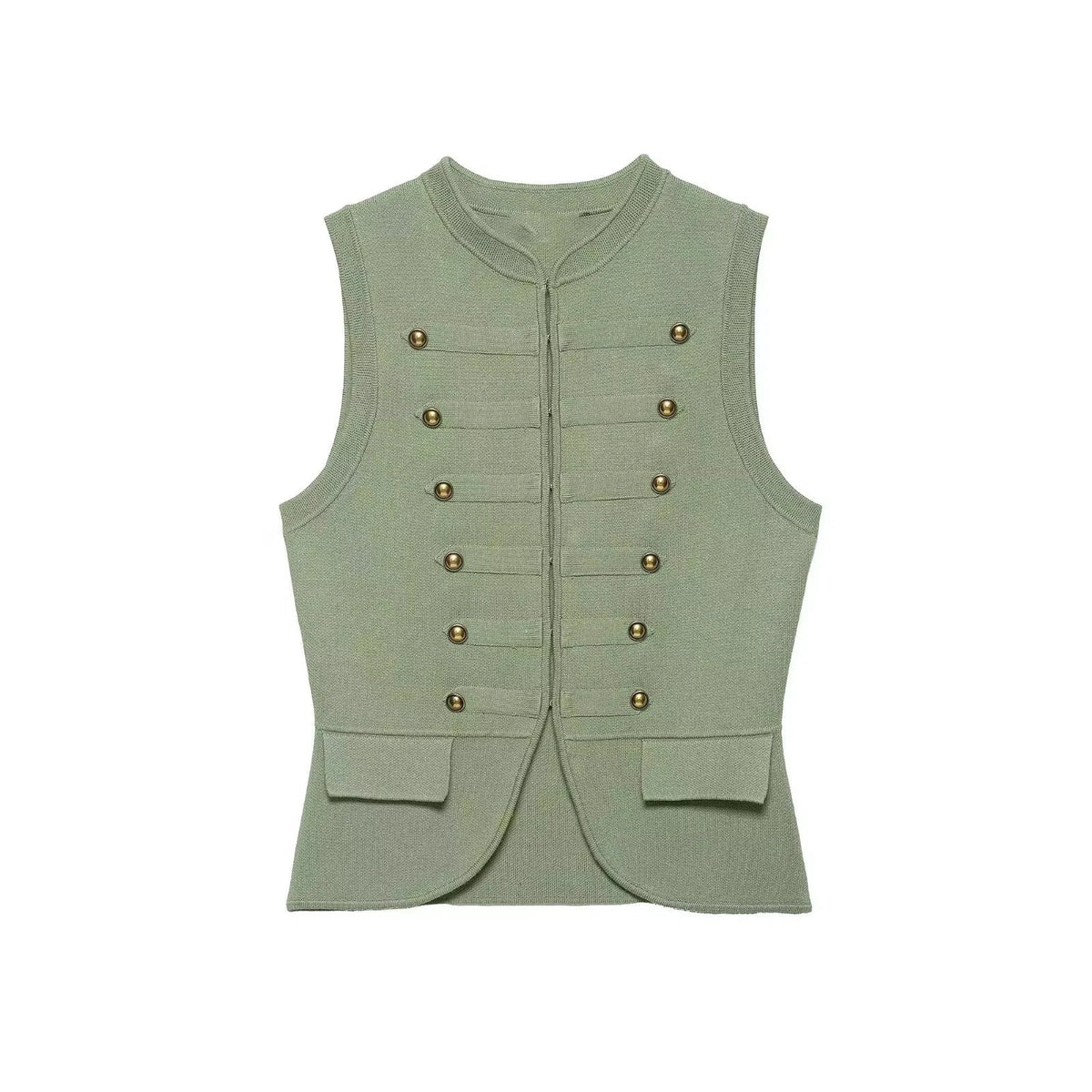 Women Elegant Solid Sleeveless Vest Double Breasted Decorative Slim Fit Short Chic Top 2026 Summer Casual Beach Vacation Top