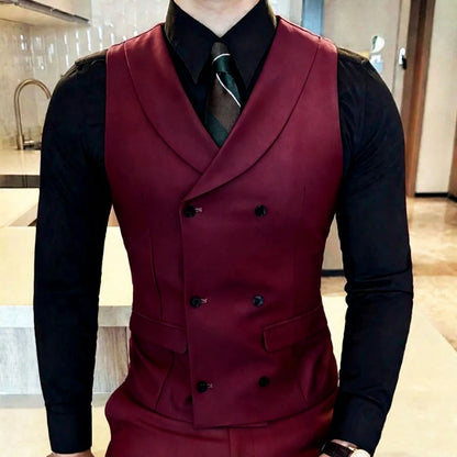 Men's Vest Double Breasted Lapel Waistcoat for Weddings and Formal Occasions