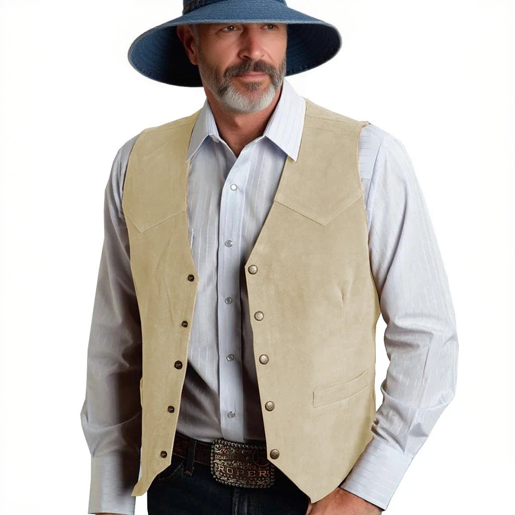 Men's Suit Vest Slim Fit V-Neck Metal Buttons Flannel Waistcoat for Business & Smart Casual Occasions