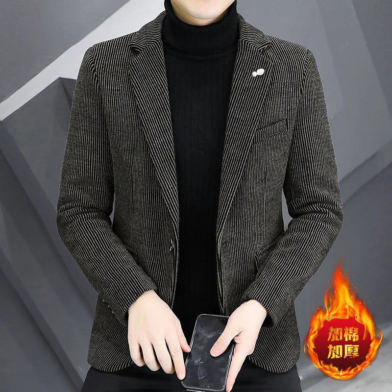 Blazer Autumn and Winter Men Fashionable Outdoor Wedding Slimming Business Casual Korean Version Golden Mink Velvet Girl Blazer