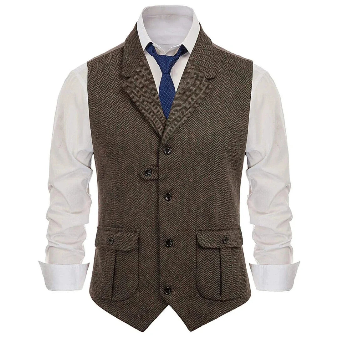 Men's Formal Vest Single Breasted Lapel Waistcoat for Weddings & Business – Multi-Color