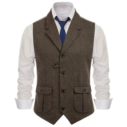Men's Formal Vest Single Breasted Lapel Waistcoat for Weddings & Business – Multi-Color