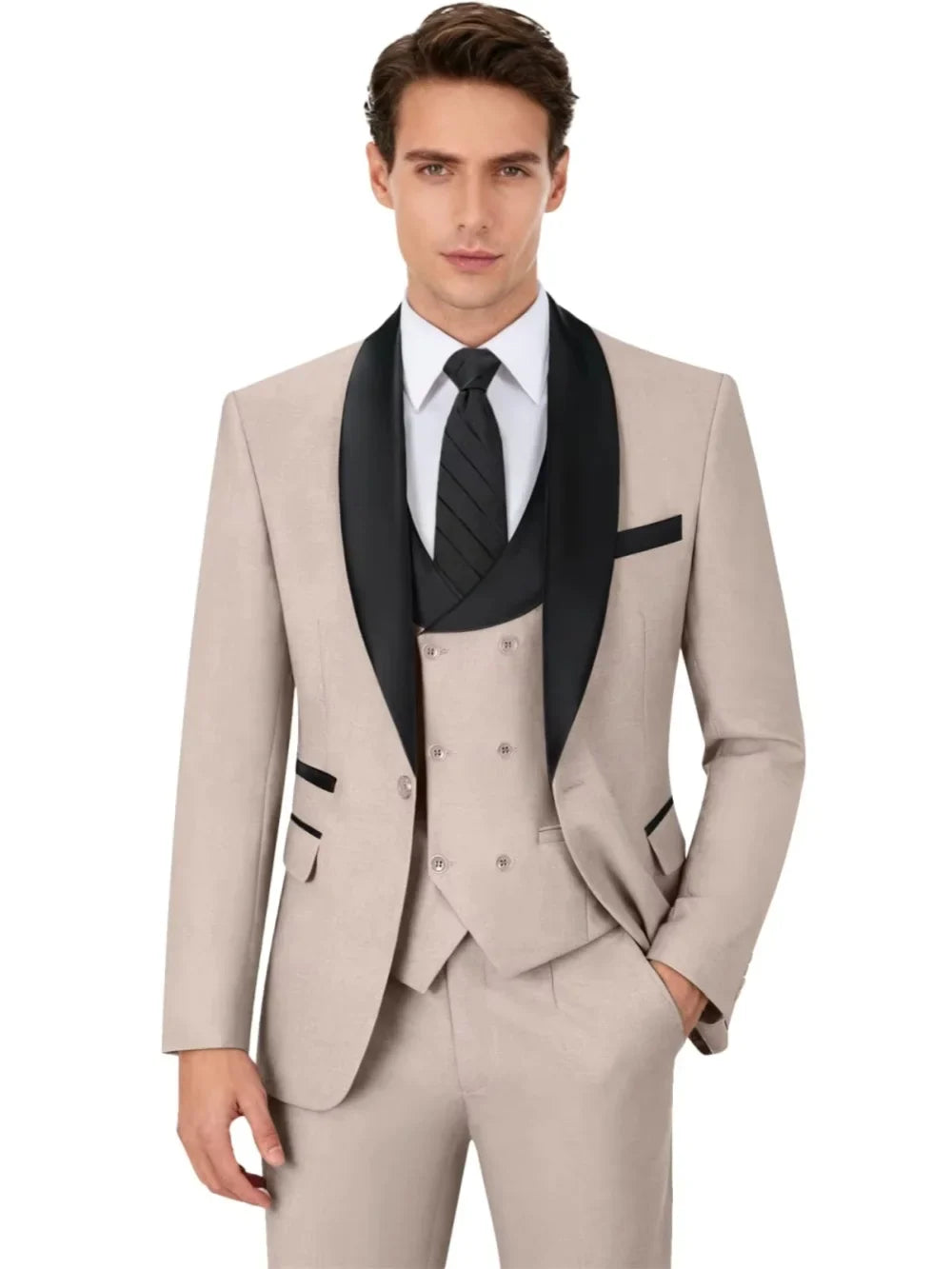 Multi-colors Men's Handsome Suits 3 Pieces Banquet Party Wear Classic Shawl Lapel Suit Set Wedding Groom Sets Plus Size Tuxedo