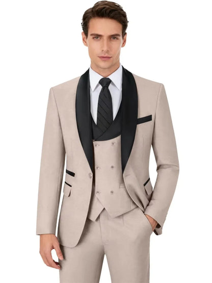 Multi-colors Men's Handsome Suits 3 Pieces Banquet Party Wear Classic Shawl Lapel Suit Set Wedding Groom Sets Plus Size Tuxedo