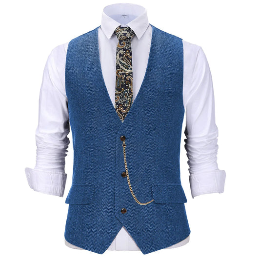 Men's Herringbone Vest – Slim Fit Waistcoat for Wedding & Smart Casual Wear