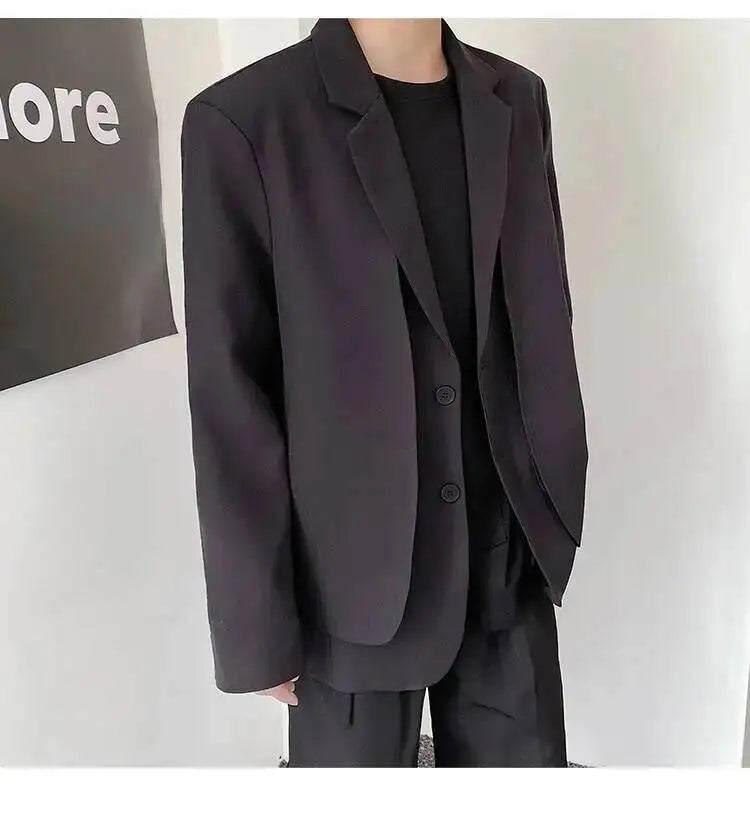 Men's British Dandy Style Blazer, Premium Textured Casual Suit Jacket, Structured Shoulders Light Mature Fashion Coat for Autumn
