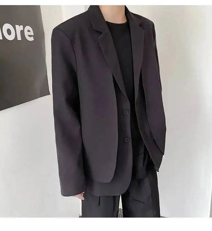 Men's British Dandy Style Blazer, Premium Textured Casual Suit Jacket, Structured Shoulders Light Mature Fashion Coat for Autumn