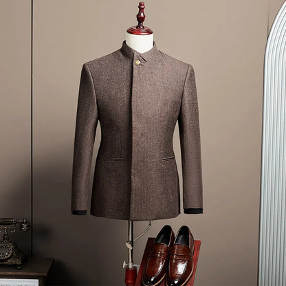 Men's Large Size Autumn Blazer – Smart Casual Polyester Suit Jacket