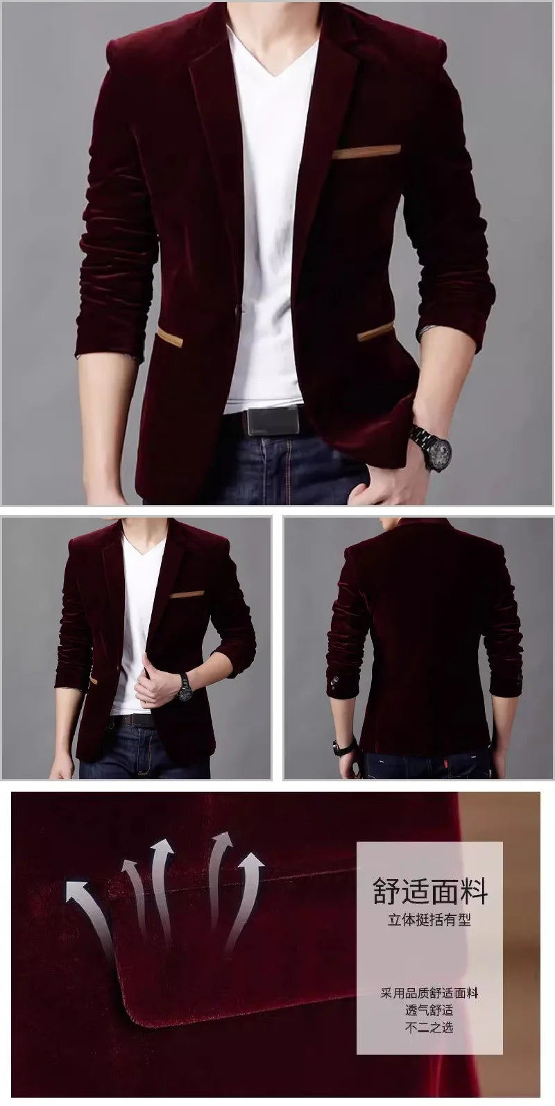 Blazer: A Fashionable Outdoor Men's Travel Gentleman's Versatile Solid-color Trend Leader for Casual and Breathable Wear. Blazer