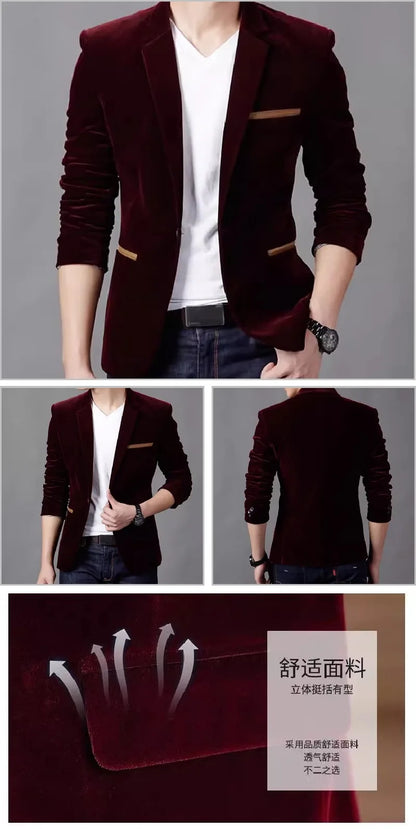 Blazer: A Fashionable Outdoor Men's Travel Gentleman's Versatile Solid-color Trend Leader for Casual and Breathable Wear. Blazer