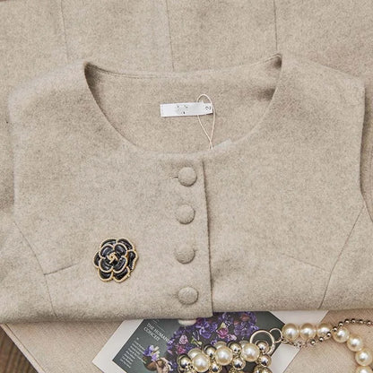 Vintage Brushed Shoulder Jacket Gray Suit Sleeveless Vest Fashionable Lady Coat Autumn/Winter Commuting Elegant Women's Clothing