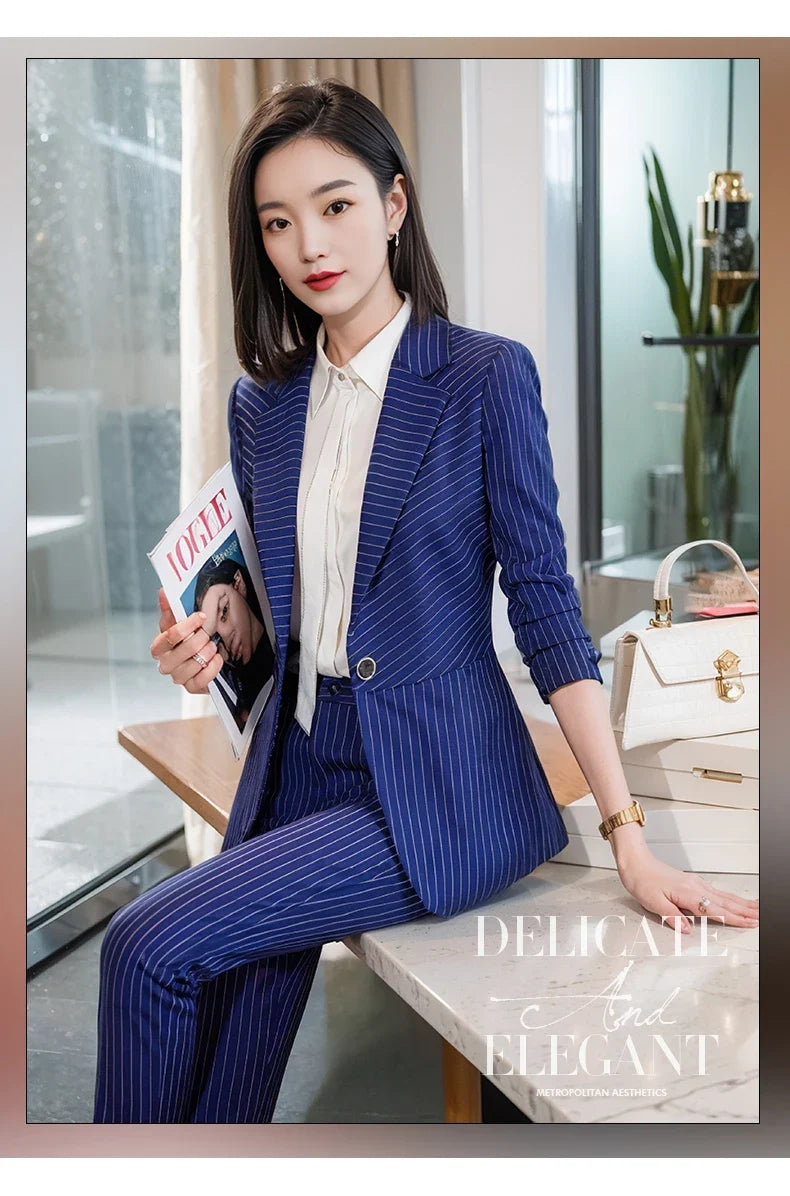 Striped Fashion Women's Suit Set, High Quality Two-Piece Pants + Suit Jacket. New spring/summer 2026