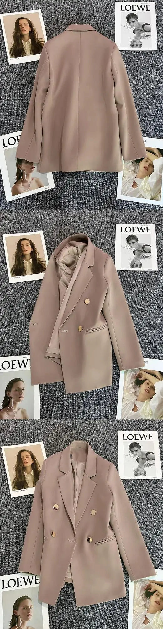 Women's Spring Autumn 2026 Commuter Style Small Suit Jacket Double Row Buttons White Versatile Polyester Fiber Fashion