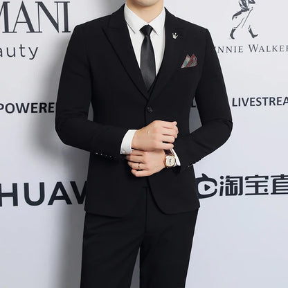 High-quality men's fashionable, stylish and casual new men's formal evening dress three-piece set casual suit
